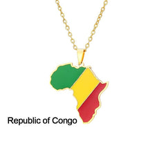 Continent Chic: African Map Geometric Pendant Necklace in Stainless Steel - Flexi Africa - Free Delivery Worldwide