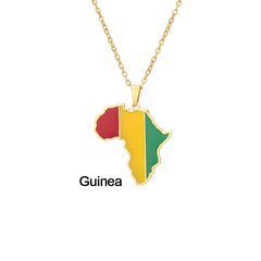 Continent Chic: African Map Geometric Pendant Necklace in Stainless Steel - Flexi Africa - Free Delivery Worldwide