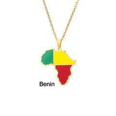 Continent Chic: African Map Geometric Pendant Necklace in Stainless Steel - Flexi Africa - Free Delivery Worldwide