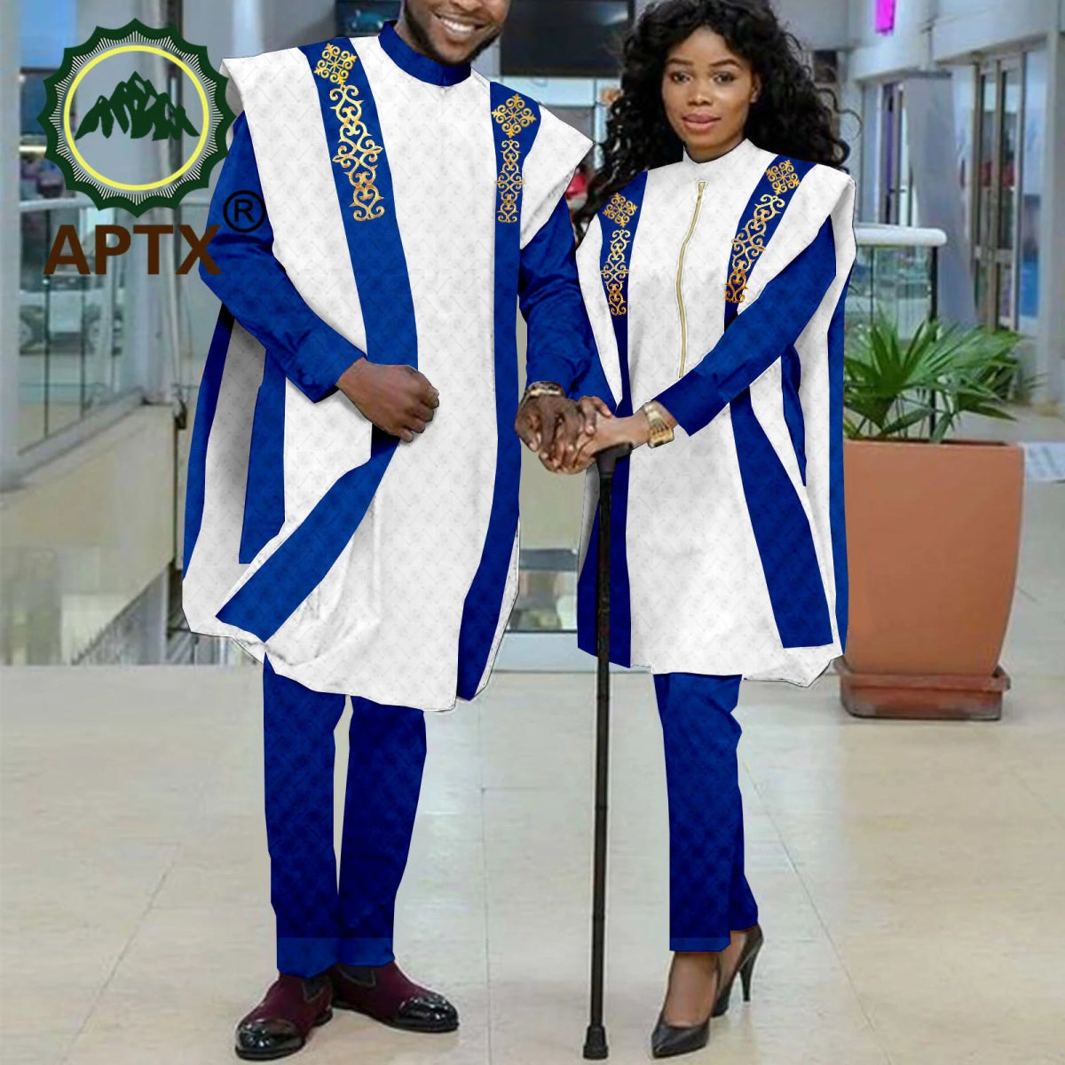 Couples Agbada Set – Men’s Traditional 3PC Suit & Women’s Matching Outfit - Free Delivery Worldwide only at Flexi Africa