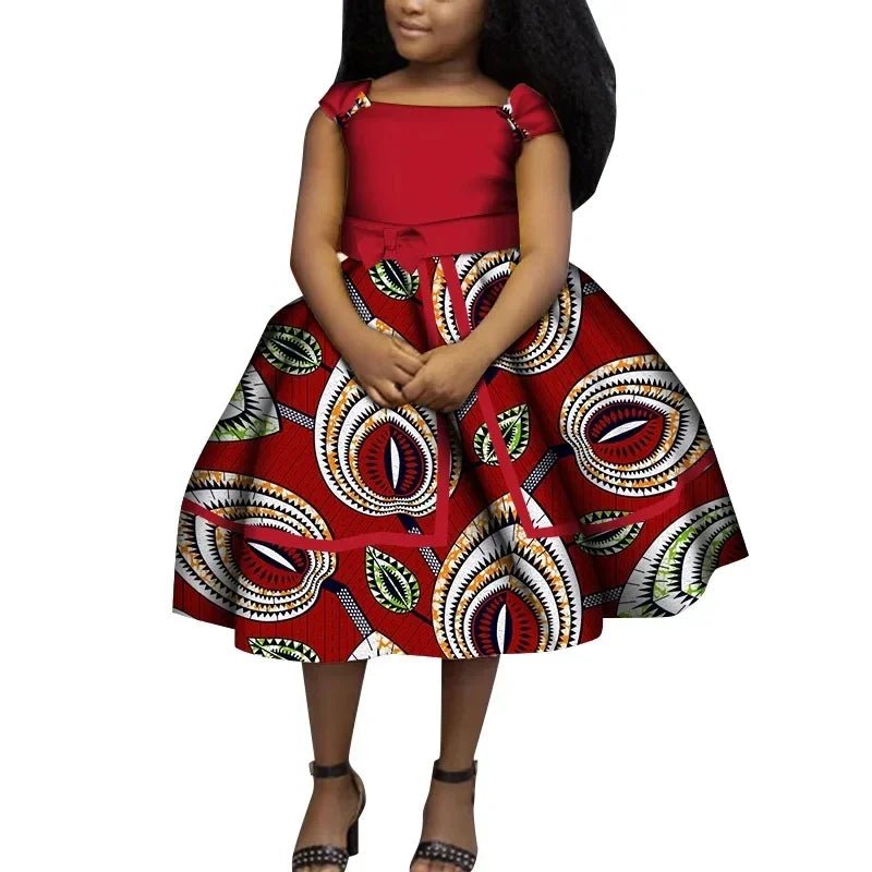 Cute Ankara Girls Dress – Bazin Riche African Print Bow Tie Party Outfit for Kids - Free Delivery Worldwide only at Flexi Africa