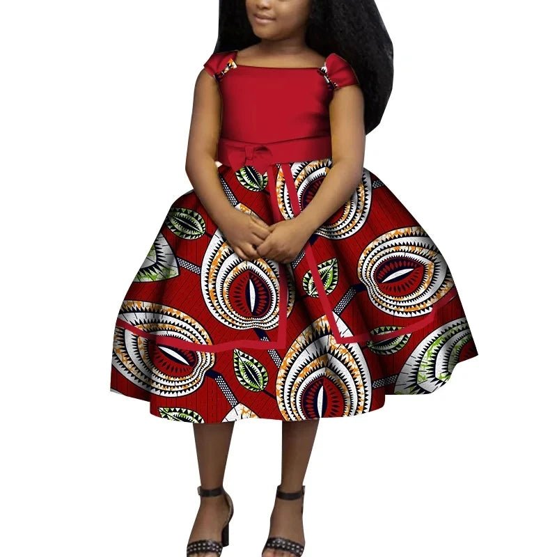 Cute Ankara Girls Dress – Bazin Riche African Print Bow Tie Party Outfit for Kids - Free Delivery Worldwide only at Flexi Africa