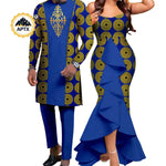 Dashiki African Couple Wedding Set – Women’s Mermaid Dress & Matching Men’s Bazin Riche Shirt and Pants - Free Delivery