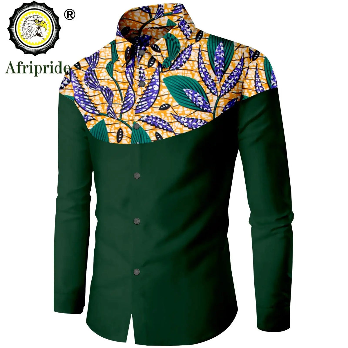 Dashiki African Men’s Long Sleeve Shirt – Ankara Print Single - Breasted Dress Shirt - Free Delivery Worldwide only at Flexi Africa