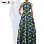 Dashiki Couple Outfit Set – Women’s African Dress with Men’s Bazin Riche Top and Pants for Special Occasions - Free Delivery Worldwide only at Flexi Africa