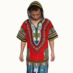 Dashiki-Inspired Hoodies: Relaxed Fit, Authentic African Dashiki Fabric, 100% Cotton, Unisex Fashion Kimono Hooded Attire