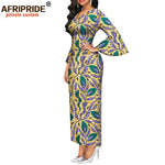 Dashiki Print Bodycon Maxi Dress – Women’s African V - Neck Flare Sleeve Party & Formal Gown - Free Delivery Worldwide only at Flexi Africa