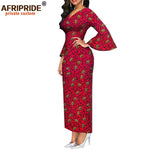 Dashiki Print Bodycon Maxi Dress – Women’s African V - Neck Flare Sleeve Party & Formal Gown - Free Delivery Worldwide only at Flexi Africa