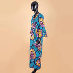 Dashiki Print Bodycon Maxi Dress – Women’s African V - Neck Flare Sleeve Party & Formal Gown - Free Delivery Worldwide only at Flexi Africa