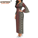 Dashiki Print Bodycon Maxi Dress – Women’s African V - Neck Flare Sleeve Party & Formal Gown - Free Delivery Worldwide only at Flexi Africa