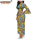 Dashiki Print Bodycon Maxi Dress – Women’s African V - Neck Flare Sleeve Party & Formal Gown - Free Delivery Worldwide only at Flexi Africa
