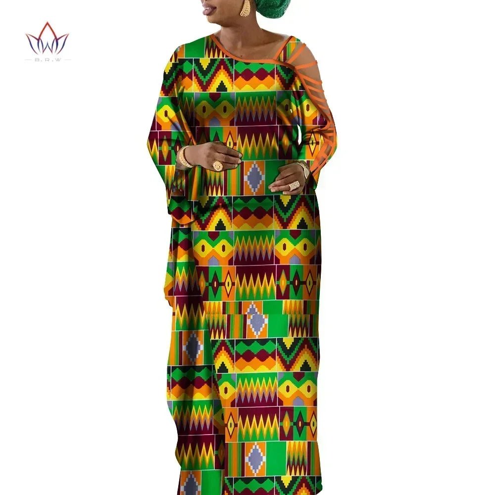 Dashiki Print Mermaid Party Dress for Women – African Cotton Evening Gown with Cut - Out Sleeves - Free Delivery Worldwide only at Flexi Africa