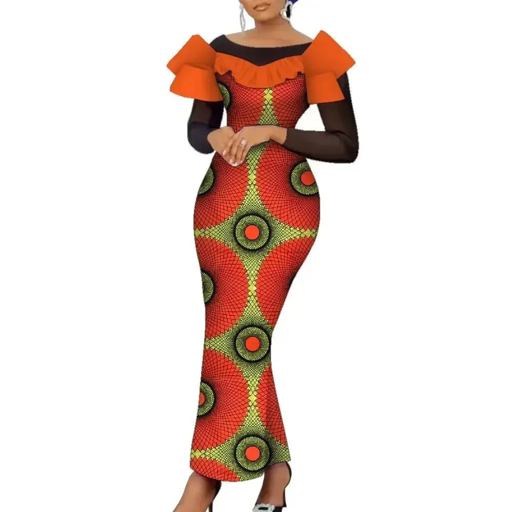 Elegant African Ankara Maxi Dress for Women – Traditional Dashiki Style - Free Delivery Worldwide only at Flexi Africa