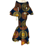 Elegant African Ankara Print Maxi Dress for Women with Ruffle Sleeves - Free Delivery Worldwide only at Flexi Africa