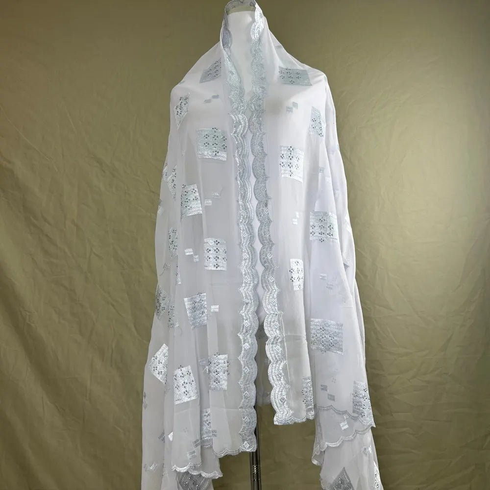 Elegant African Chiffon Hijab for Women – Embroidered Pashmina Shawl Headscarf - Free Delivery Worldwide only at Flexi Africa