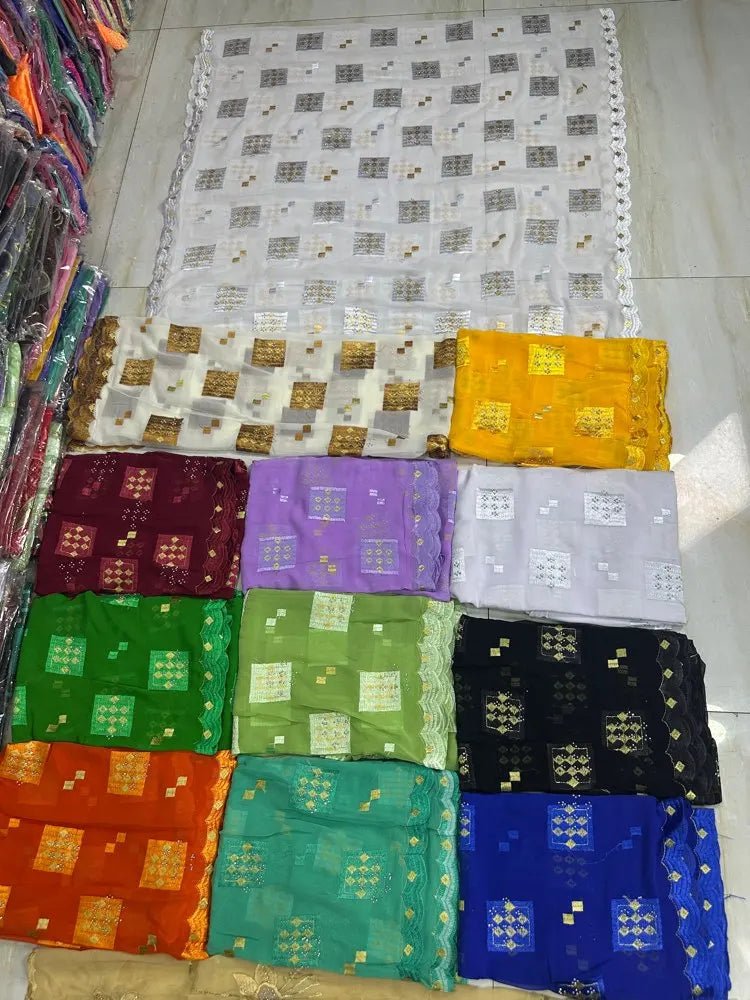 Elegant African Chiffon Hijab for Women – Embroidered Pashmina Shawl Headscarf - Free Delivery Worldwide only at Flexi Africa