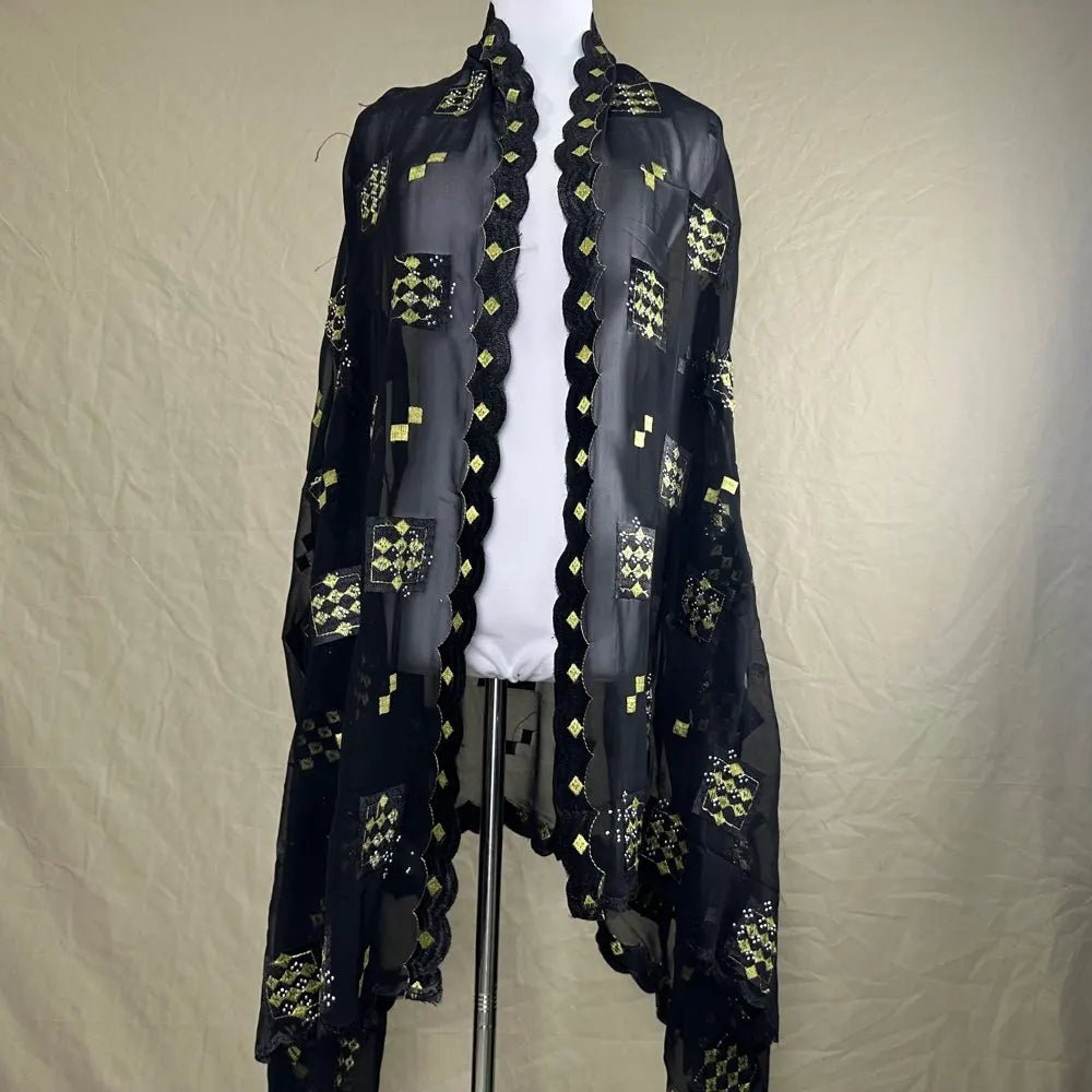 Elegant African Chiffon Hijab for Women – Embroidered Pashmina Shawl Headscarf - Free Delivery Worldwide only at Flexi Africa