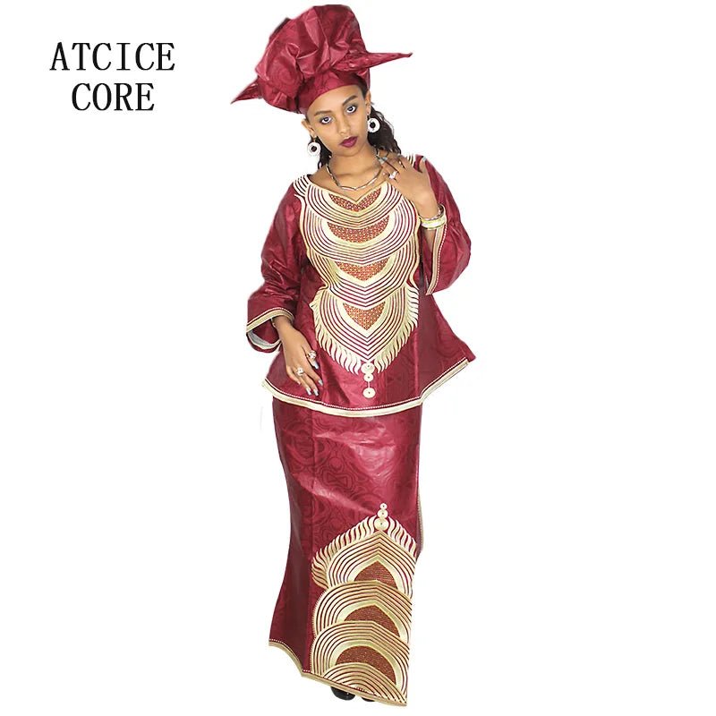 Elegant African Embroidered Abaya Dress for Women – Plus Size Luxury Party & Church Outfit - Free Delivery Worldwide only at Flexi Africa