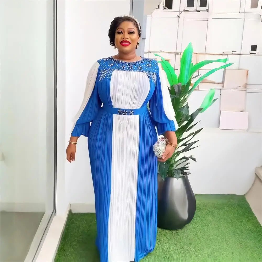 Elegant African Evening Gown for Women – Luxury Rhinestone Party Dress - Free Delivery Worldwide only at Flexi Africa