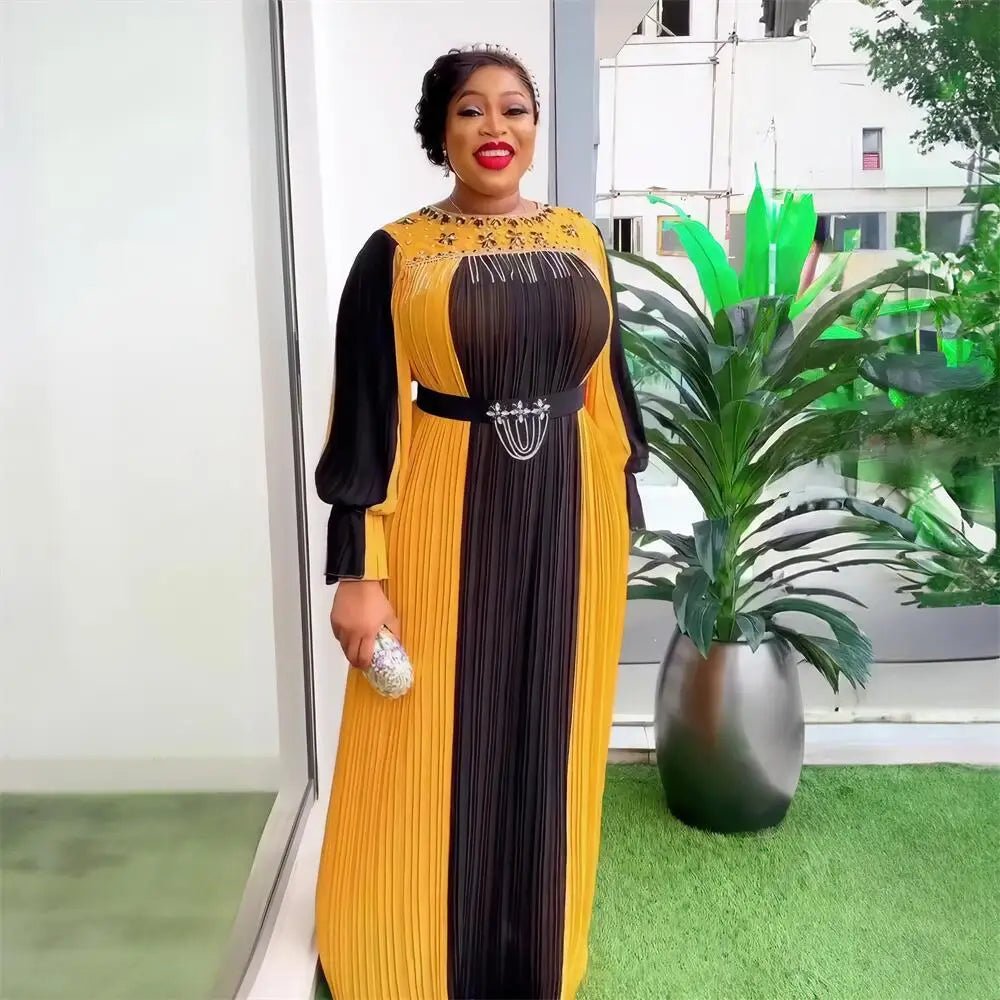 Elegant African Evening Gown for Women – Luxury Rhinestone Party Dress - Free Delivery Worldwide only at Flexi Africa