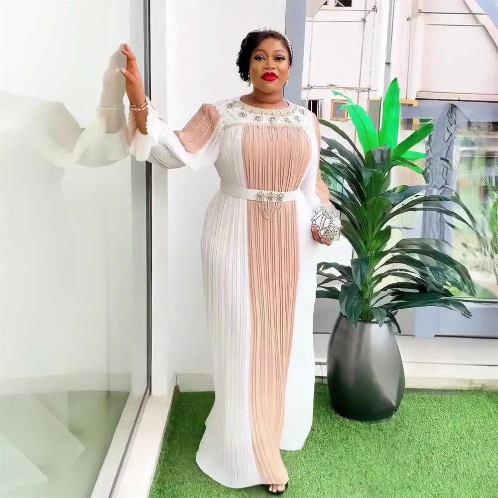 Elegant African Evening Gown for Women – Luxury Rhinestone Party Dress - Free Delivery Worldwide only at Flexi Africa