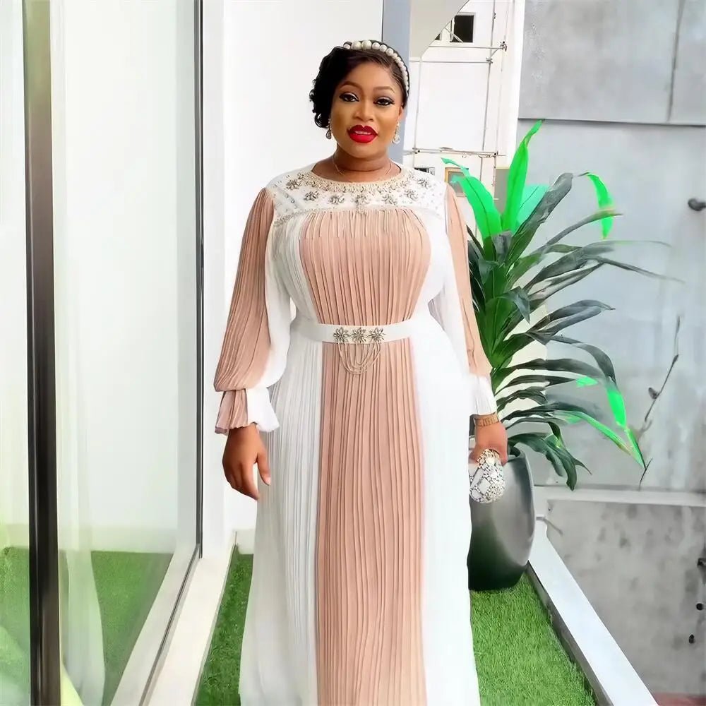 Elegant African Evening Gown for Women – Luxury Rhinestone Party Dress - Free Delivery Worldwide only at Flexi Africa