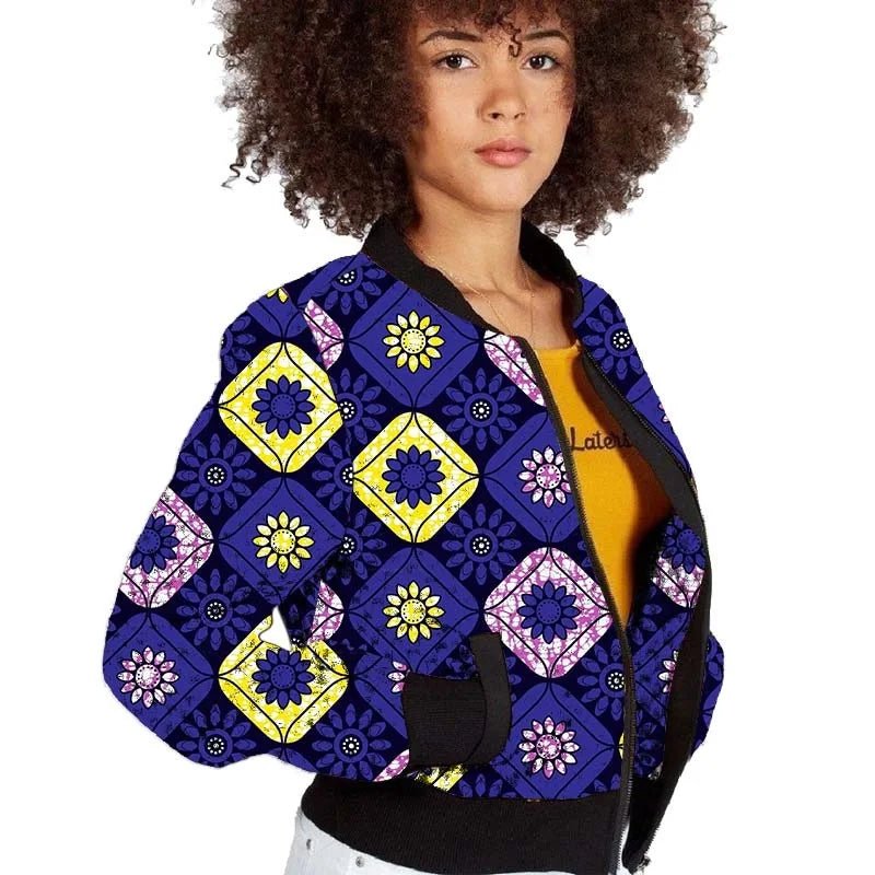 Elegant African-Inspired Women's Bomber Jacket: Colorful Statement Piece for Stylish Comfort - Flexi Africa FREE POST