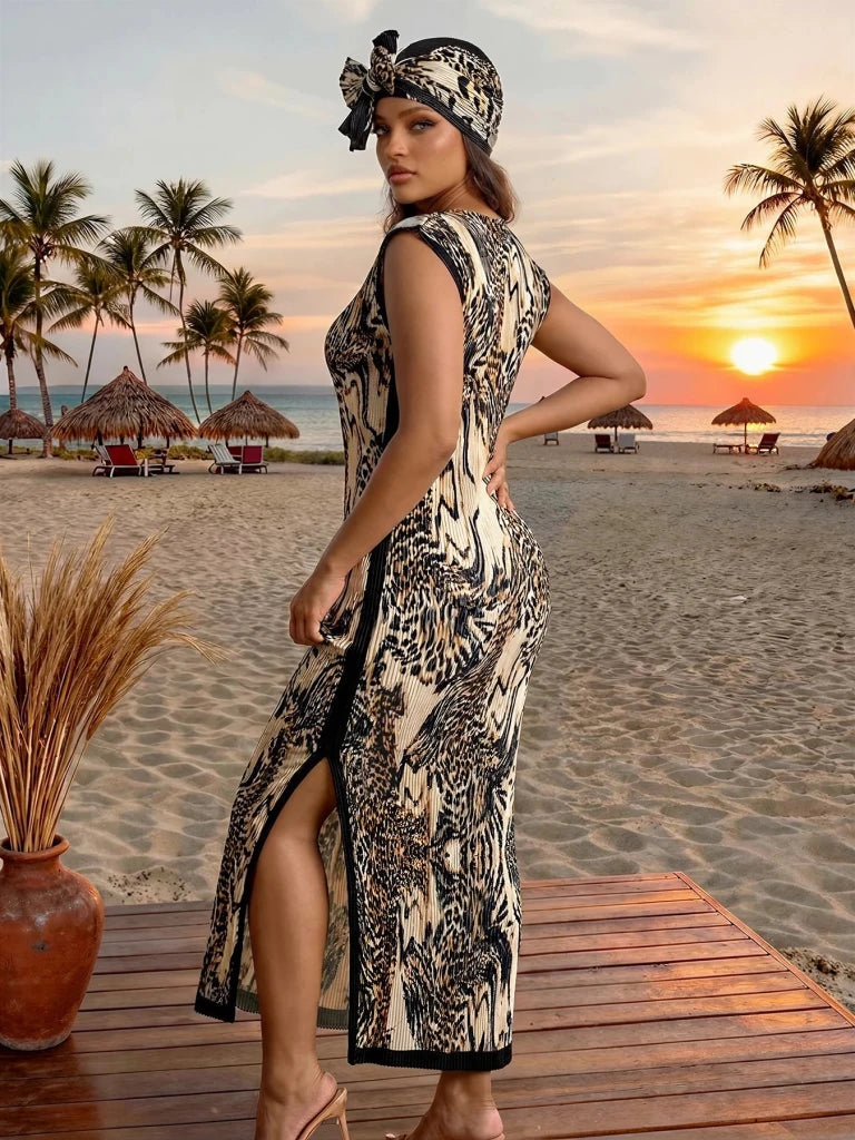 Elegant African Printed Silk Kaftan Abaya – Oversized Dress for Women - Free Delivery Worldwide only at Flexi Africa