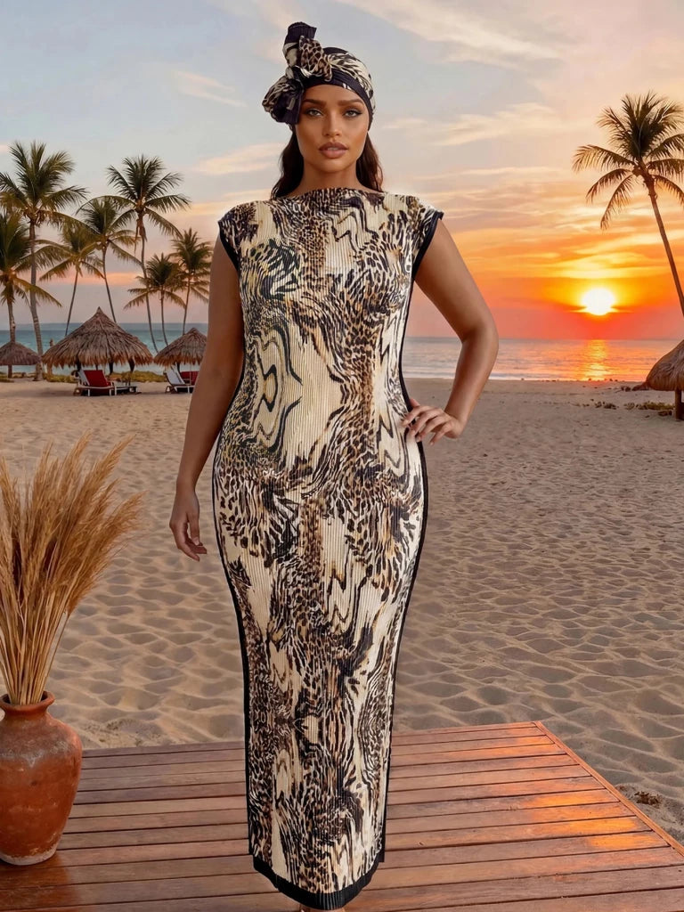 Elegant African Printed Silk Kaftan Abaya – Oversized Dress for Women - Free Delivery Worldwide only at Flexi Africa