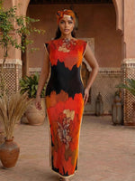 Elegant African Printed Silk Kaftan Abaya – Oversized Dress for Women - Free Delivery Worldwide only at Flexi Africa