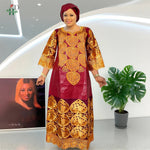 Elegant African Women’s Bazin Riche Dress – Embroidered Plus Size Wedding Boubou Kaftan Gown - Free Delivery Worldwide only at Flexi Africa
