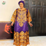 Elegant African Women’s Bazin Riche Dress – Embroidered Plus Size Wedding Boubou Kaftan Gown - Free Delivery Worldwide only at Flexi Africa
