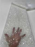 Elegant Lace Fabric – French Tulle Net with Sequins for Bridal and Special Gowns - Free Worldwide only at Flexi Africa