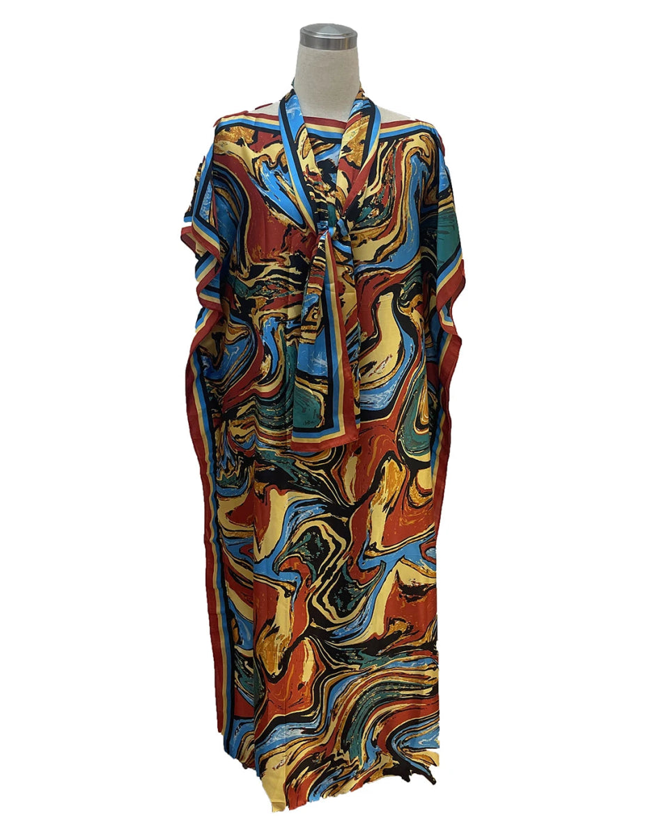 Elegant Plus - Size African Bohemian Silk Kaftan Dress – Loose - Fit Traditional Abaya - Free Delivery Worldwide only at Flexi Africa