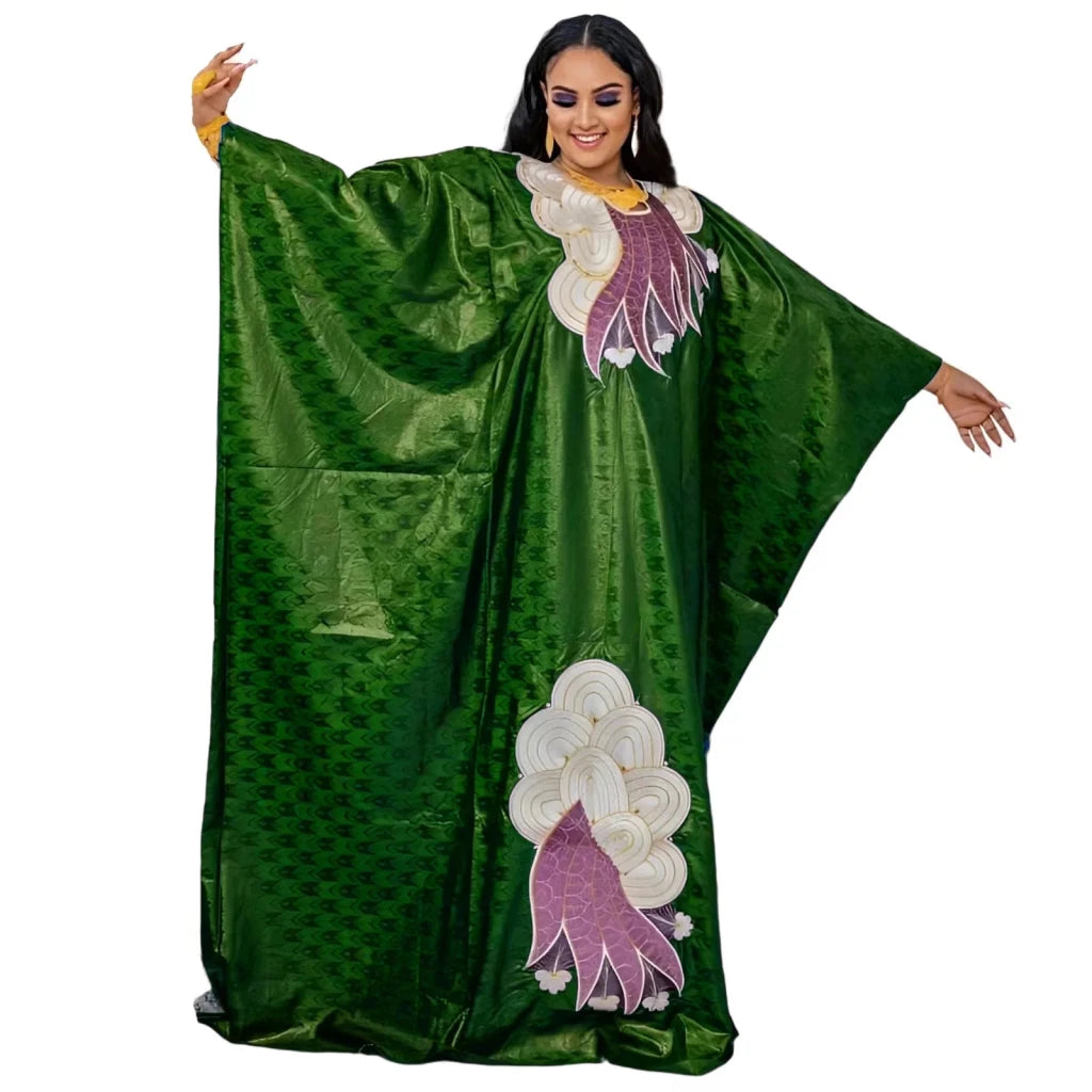 Elegant Plus Size African Maxi Dress for Women – Embroidered Wedding Guest Gown - Free Delivery Worldwide only at Flexi Africa