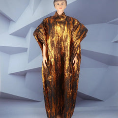 Fashion african dresses for woman BOUBOU custom bronzed jacquard fabric V - neck bat sleeve Dresses for chubby women - Free Delivery Worldwide only at Flexi Africa