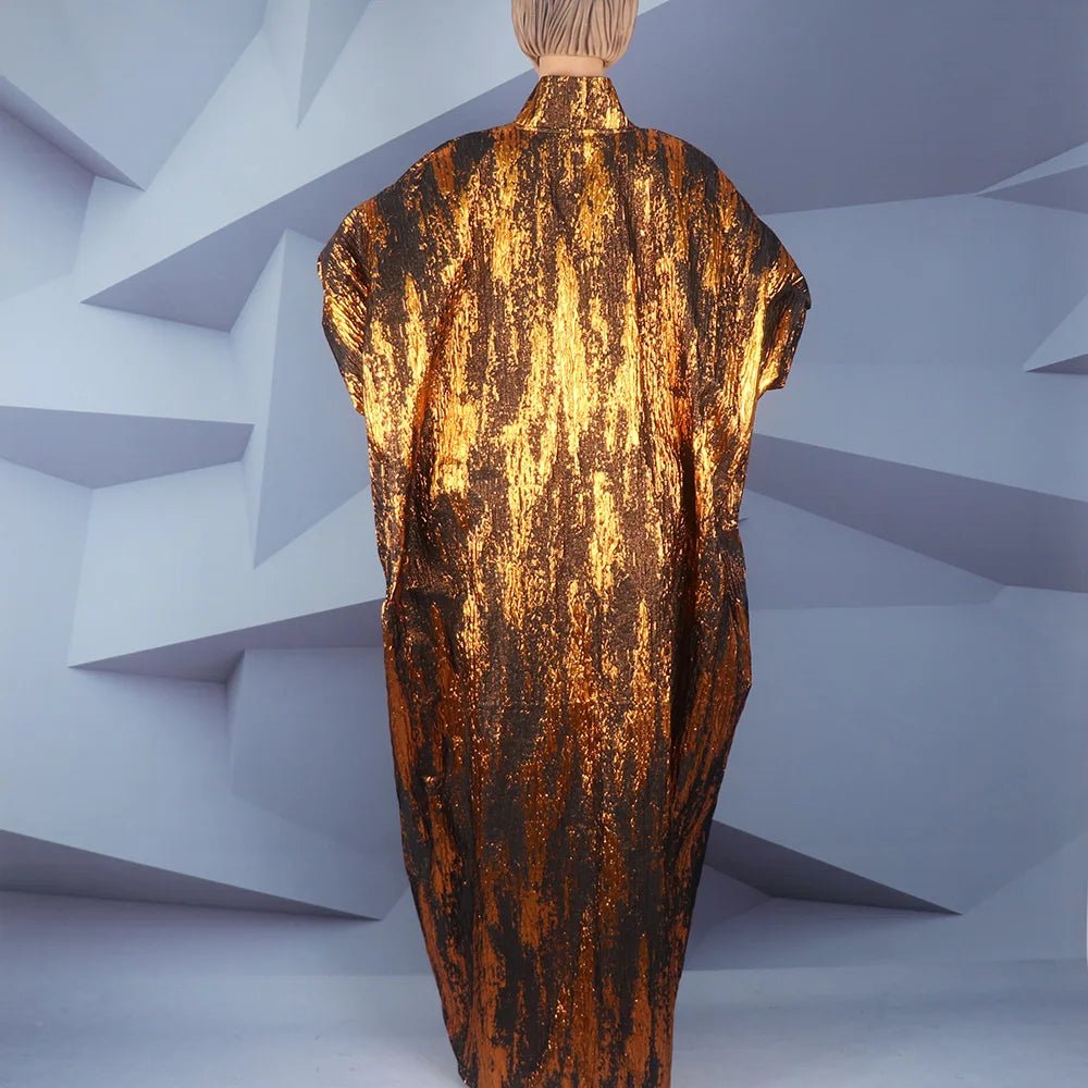 Fashion african dresses for woman BOUBOU custom bronzed jacquard fabric V - neck bat sleeve Dresses for chubby women - Free Delivery Worldwide only at Flexi Africa
