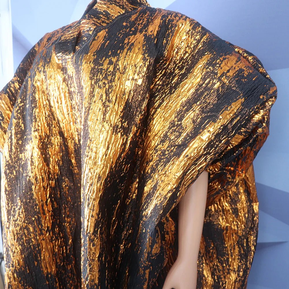 Fashion african dresses for woman BOUBOU custom bronzed jacquard fabric V - neck bat sleeve Dresses for chubby women - Free Delivery Worldwide only at Flexi Africa