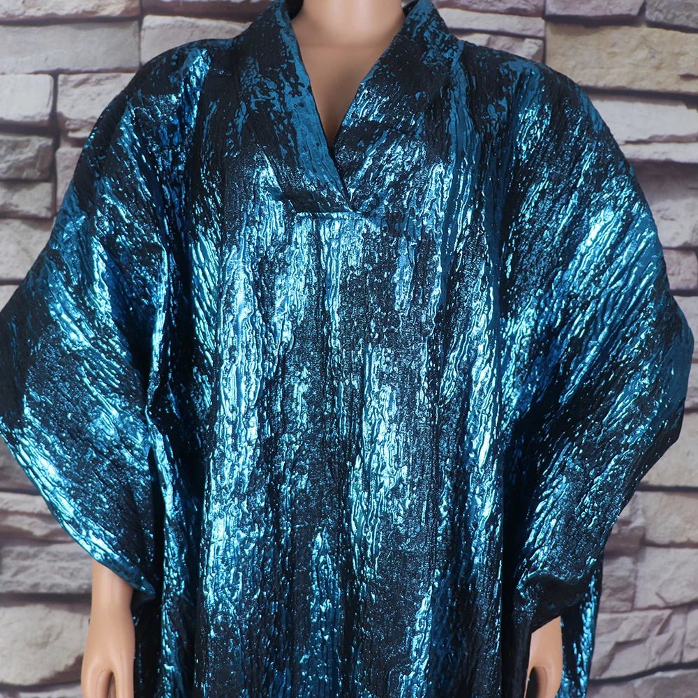 Fashion african dresses for woman BOUBOU custom bronzed jacquard fabric V - neck bat sleeve Dresses for chubby women - Free Delivery Worldwide only at Flexi Africa