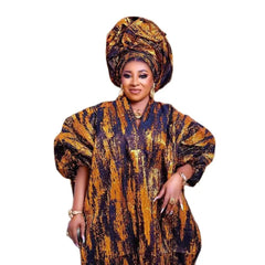 Fashion african dresses for woman BOUBOU custom bronzed jacquard fabric V - neck bat sleeve Dresses for chubby women - Free Delivery Worldwide only at Flexi Africa