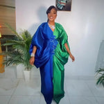 Fashion boubou africain femme Color blocking african dress Embroidery decoration africa clothing - Free Delivery Worldwide only at Flexi Africa