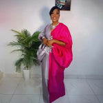 Fashion boubou africain femme Color blocking african dress Embroidery decoration africa clothing - Free Delivery Worldwide only at Flexi Africa