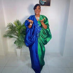 Fashion boubou africain femme Color blocking african dress Embroidery decoration africa clothing - Free Delivery Worldwide only at Flexi Africa