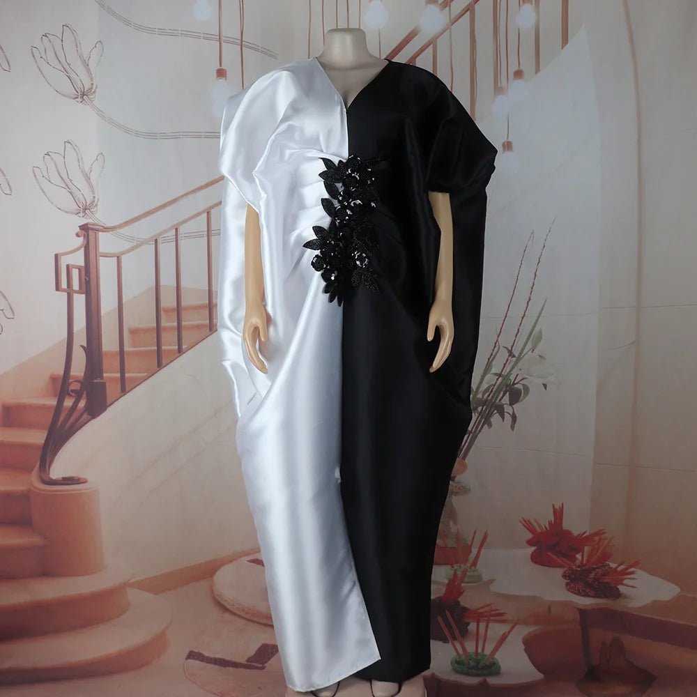 Fashion boubou africain femme Color blocking african dress Embroidery decoration africa clothing - Free Delivery Worldwide only at Flexi Africa