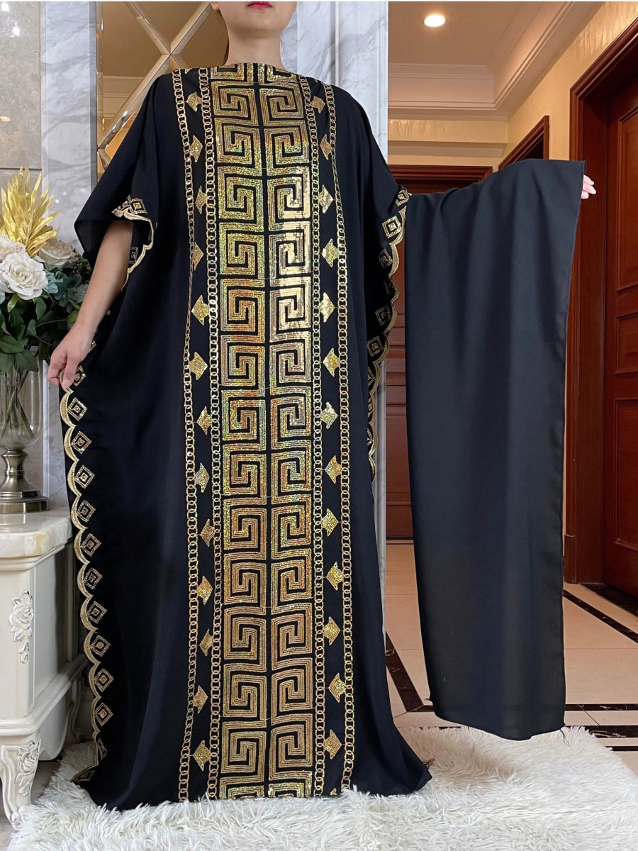 Fashionable African Party Abaya Dress: High - Quality, Comfortable Fabric with Sequin Embroidery for Women - Free Delivery Worldwide only at Flexi Africa