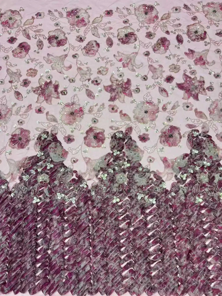 Flower Fabric Nigerian African Fabric for Couture Sewing – Wedding, Evening & Prom Dress - Free Delivery Worldwide