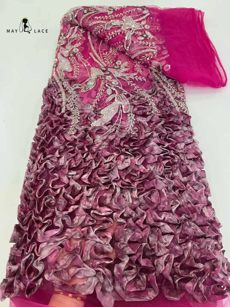 Flower Fabric Nigerian African Fabric for Couture Sewing – Wedding, Evening & Prom Dress - Free Delivery Worldwide