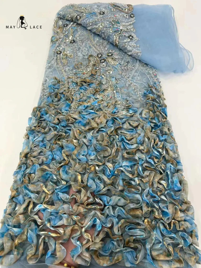 Flower Fabric Nigerian African Fabric for Couture Sewing – Wedding, Evening & Prom Dress - Free Delivery Worldwide