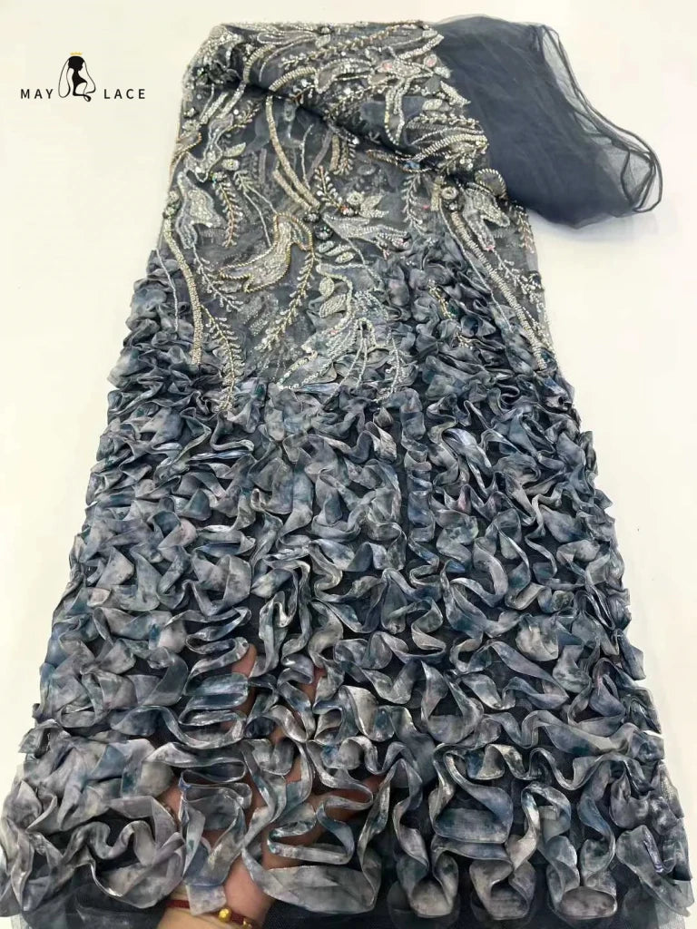 Flower Fabric Nigerian African Fabric for Couture Sewing – Wedding, Evening & Prom Dress - Free Delivery Worldwide