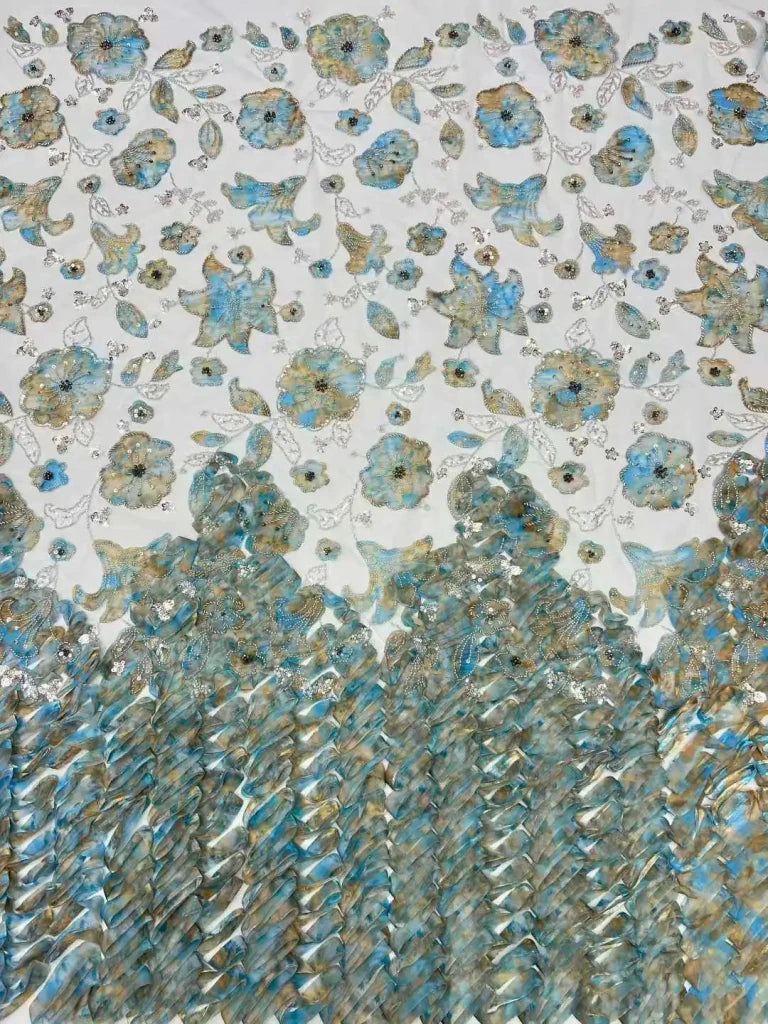 Flower Fabric Nigerian African Fabric for Couture Sewing – Wedding, Evening & Prom Dress - Free Delivery Worldwide only at Flexi Africa